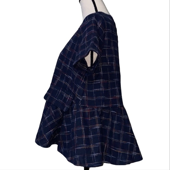Daphnea Allsha brushed check peplum boxy top - Picture 2 of 8